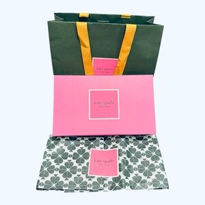 Kate Spade Pink and Green Floral Gift Bag, Box & Tissue Paper